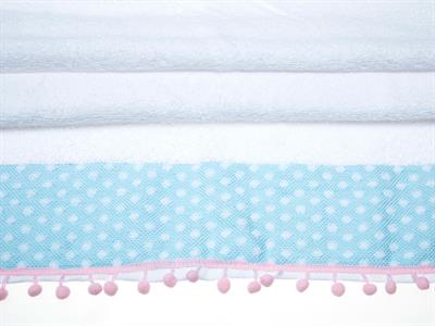 Polka Dot ХАВЛИЯ ЗА ЛИЦЕ С помпони Жакардов 50x80 cm Blue.