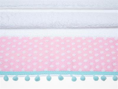 Polka Dot ХАВЛИЯ ЗА ЛИЦЕ С помпони Жакардов 50x80 cm Pink