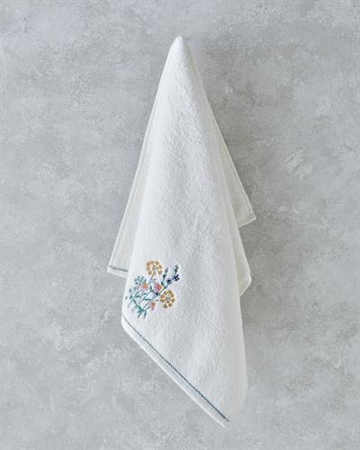 Posy Flowers Кърпа За Лице С бродерия Памучен 50x80 см Екрю