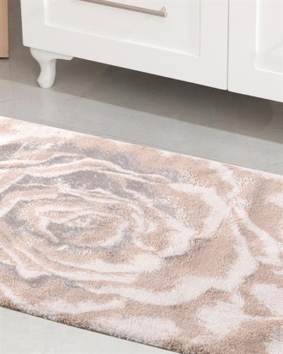 Pretty Rose Постелка За Баня Памучен флош 60x90 см Бежов - Сив - Кремав