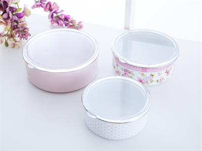 Pretty Roses КУТИЯ ЗА СЪХРАНЕНИЕ 3 бр. Емайлиран 14 - 16 - 18 cm Pink