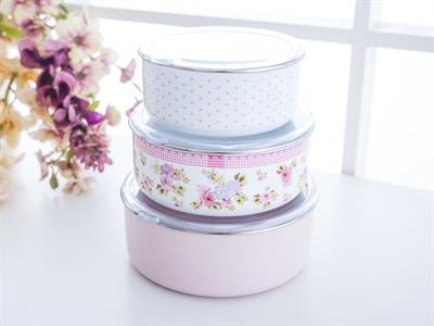 Pretty Roses КУТИЯ ЗА СЪХРАНЕНИЕ 3 бр. Емайлиран 14 - 16 - 18 cm Pink