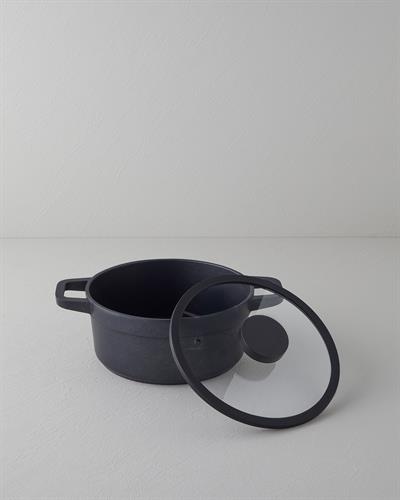 Тенджера Дълбок Алуминиева отливка 24 см Черен