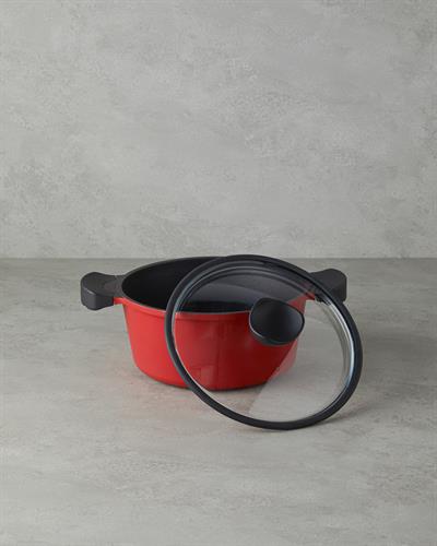 Prime Red Love Тенджера Дълбок Алуминиева отливка 24 см Червен