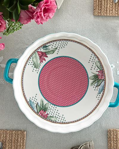 Protea Тепсия За Фурна New Bone China, Розово-Синьо, 28 Cm