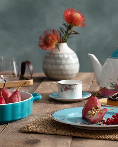 Protea Тепсия За Фурна New Bone China, Розово-Синьо, 28 Cm