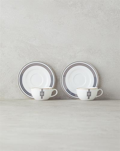 bone porcelain 4 Parça 2 Kişilik Coffee Cup Set 90 ml Black