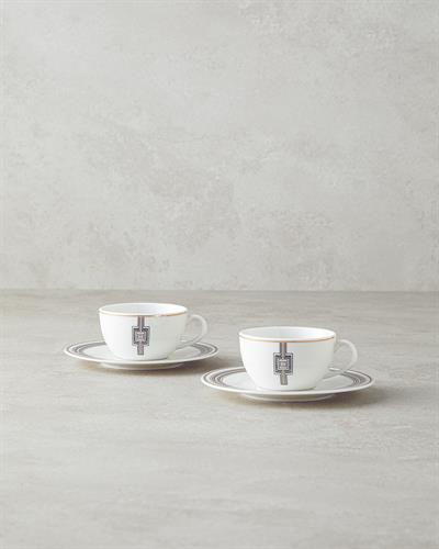bone porcelain 4 Parça 2 Kişilik Coffee Cup Set 90 ml Black