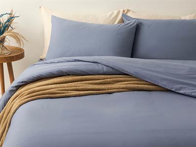 Pure СПАЛНО БЕЛЬО КОМПЛЕ Двоен човек Памучен 200x220 cm Син