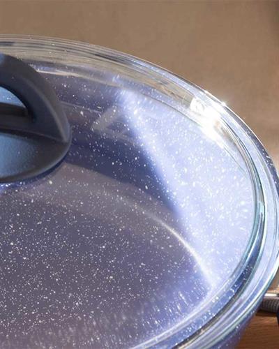 Pure Тенджера Гранит със стъклен капак плитък Гранит 26 см Морскосин