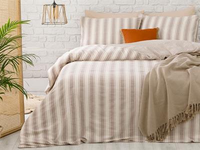 Pure Cotton СПАЛНО БЕЛЬО КОМПЛЕ Кing size Памучна боядисана прежда 240x220 cm Beige