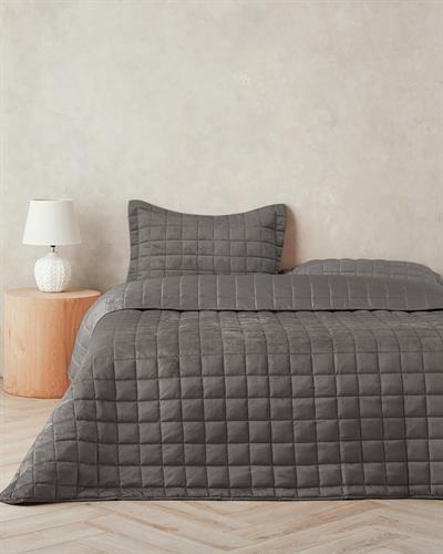 Pure Elegancy Комплект Кувертюра За Легло Двоен Кадифе Ватиран 240x260 см Сив