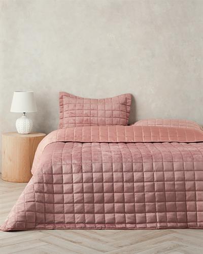 Pure Elegancy Комплект Кувертюра За Легло Двоен Кадифе Ватиран 240x260 см Пепел от рози
