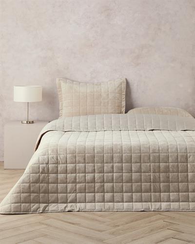 Pure Elegancy Комплект Кувертюра За Легло Двоен Кадифе Ватиран 240x260 см Кремав