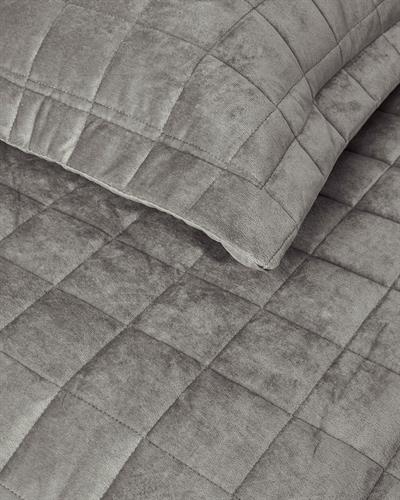 Pure Elegancy Комплект Кувертюра За Легло Двоен Кадифе Ватиран 240x260 см Сив