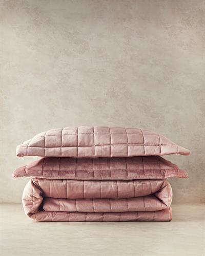 Pure Elegancy Комплект Кувертюра За Легло Двоен Кадифе Ватиран 240x260 см Пепел от рози