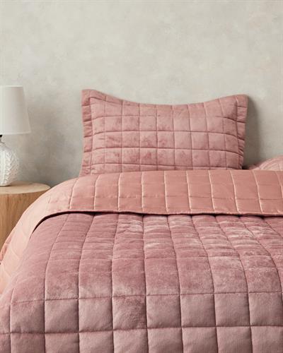 Pure Elegancy Комплект Кувертюра За Легло Двоен Кадифе Ватиран 240x260 см Пепел от рози