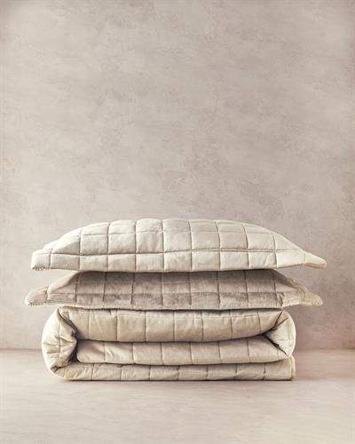 Pure Elegancy Комплект Кувертюра За Легло Двоен Кадифе Ватиран 240x260 см Кремав