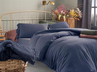 Pure Folk СПАЛНО БЕЛЬО КОМПЛЕ Двоен човек муселин 200x220 cm ̇Ndigo