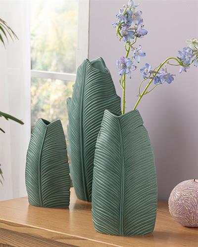 Pure Leaves Ваза 11x7x20 см Зелен