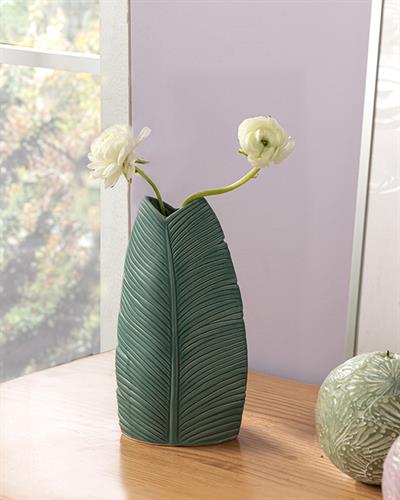 Pure Leaves Ваза 11x7x20 см Зелен