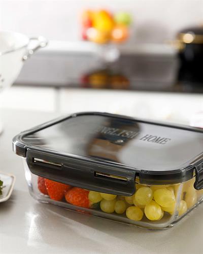 Pureness Кутия За Съхранение Правоъгълен Стъкло 1000 мл Антрацит