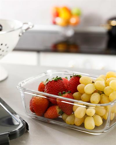 Pureness Кутия За Съхранение Правоъгълен Стъкло 1000 мл Антрацит