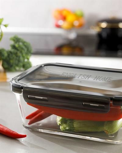 Pureness Кутия За Съхранение Правоъгълен Стъкло 1500 мл Антрацит