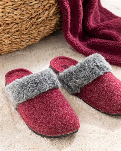 Pureness Пантофи За Дома Дамски, Филцови, Бордо Червено, 37