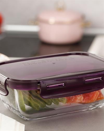 Pureness Кутия За Съхранение Правоъгълен Стъкло 560 мл Дамсон