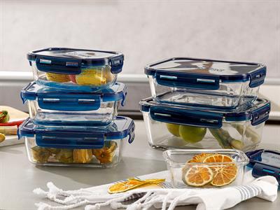 Pureness Кутия За Съхранение Правоъгълен Стъкло 560 мл Морскосин