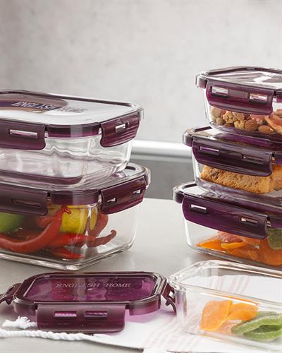 Pureness Кутия За Съхранение Правоъгълен Стъкло 560 мл Дамсон