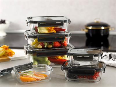 Pureness Кутия За Съхранение Правоъгълен Стъкло 750 мл Антрацит