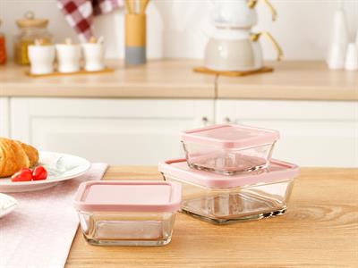 Pureness КУТИЯ ЗА СЪХРАНЕНИЕ Квадратна Cam 200-380-600 ml Pink