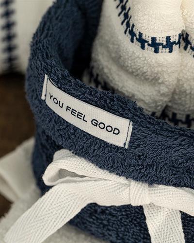 Quadro Хавлия Комплект 4 Бр. Комплект, Памучен, Тъмносиньо-Бяло, 30 X 40 Cm