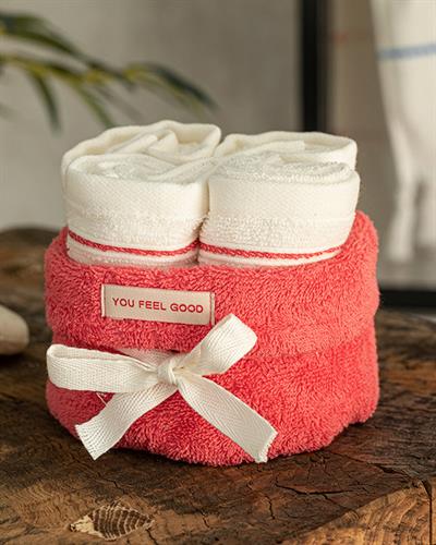 Quadro Комплект Кърпи Комплект 4 бр. Памучен 30x40 см Розов - Екрю