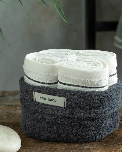 Quadro Комплект Кърпи За Ръце 4 Бр. Комплект, Памучен, Антрацит-Екрю, 30 X 40 Cm