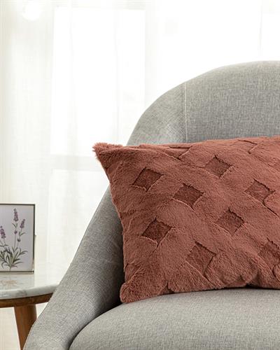 Rabbit Grid Polyestere Cushion Cover 45x45 cm Brick Red