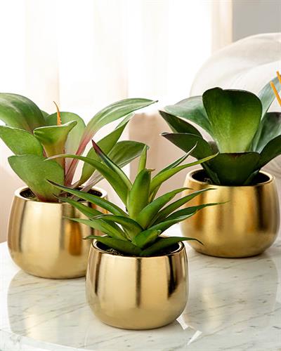 Rachel Изкуствено Цвете С Ваза 20x20x17,5 Златен