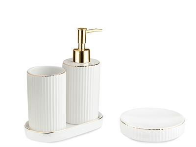 Rachel КОМПЛЕКТ ЗА БАНЯ 4 Set 7x18+7x11+11,5x2,4+17x9x2 cm White-Gold.