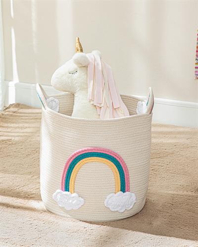 Rainbow Кошница За Играчки Плетена Кошница, Памучен, Екру, 30 X 30 Cm