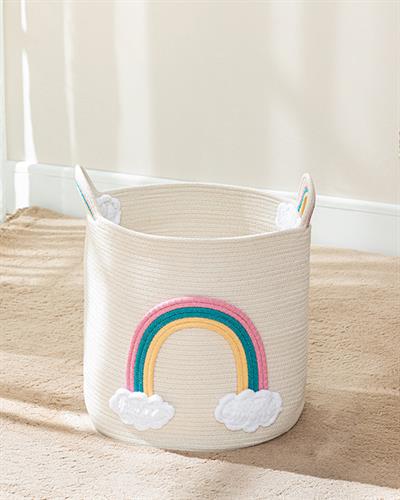 Rainbow Кошница За Играчки Плетена Кошница, Памучен, Екру, 30 X 30 Cm