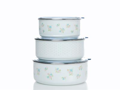 Randa КУТИЯ ЗА СЪХРАНЕНИЕ 3 бр. Емайлиран 14 - 16 - 18 cm White