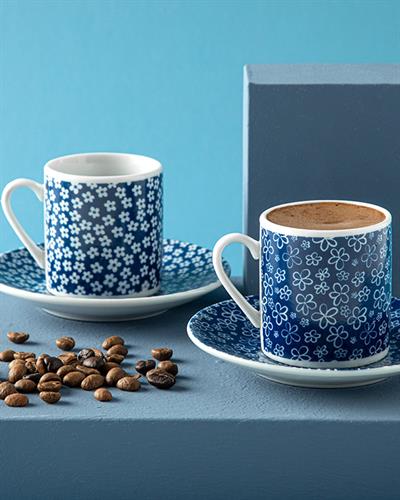 Rayne Porcelain 4 Parça 2 Kişilik Coffee Cup Set 80 ml Dark Blue