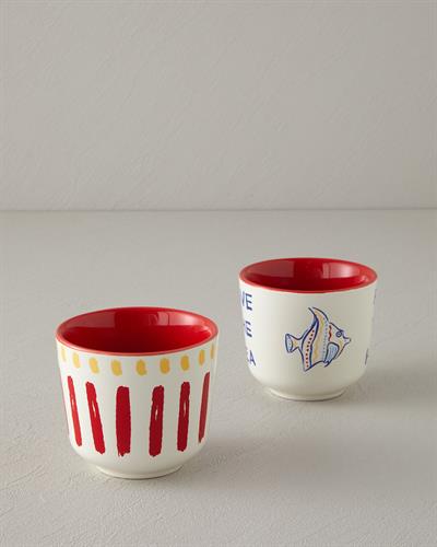 Чаша 2 бр. Каменна керамика 270 ml Червен