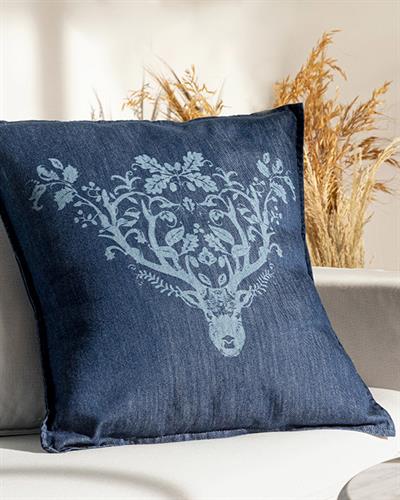 Reindeer Denim Cushion Cover 45x45 cm İndigo