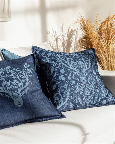 Reindeer Denim Cushion Cover 45x45 cm İndigo