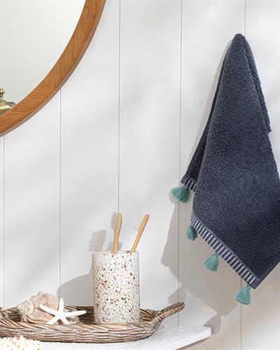 Relift Хавлии За Ръце С Пискюли, Памучен, Антрацит, 30 X 40 Cm