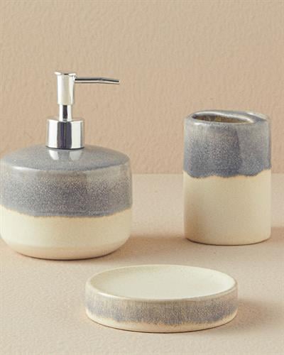 Renne Комплект За Баня 3 бр. Керамика 11x15+7,5x10,5+11x2,5 см Екрю - Син