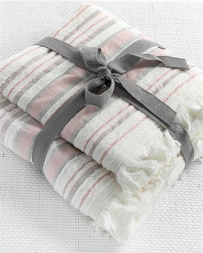 Retro Хавлия За Баня Компл 2Бр., На Райета, Екру-Лилаво, 50 X 85Cm + 70 X 150Cm